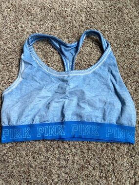 Victoria's Secret PINK Light Blue Racerback Sports Bra with Blue Band